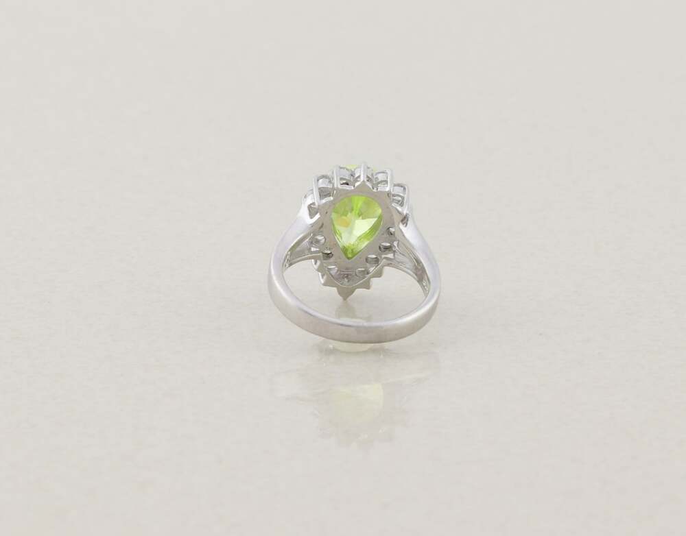 Sterling Silver Sparkly Pear Cut Yellow White Cubic Zirconia Halo Ring 7 1/2 - Picture 5 of 7